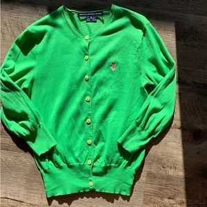 Ralph Lauren sport green cropped 3/4 cardigan XS